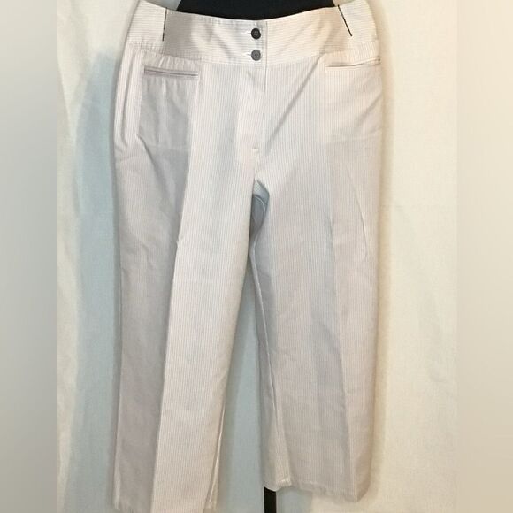 Chico’s Khaki/white striped Crop pants Modern fit - Picture 1 of 6